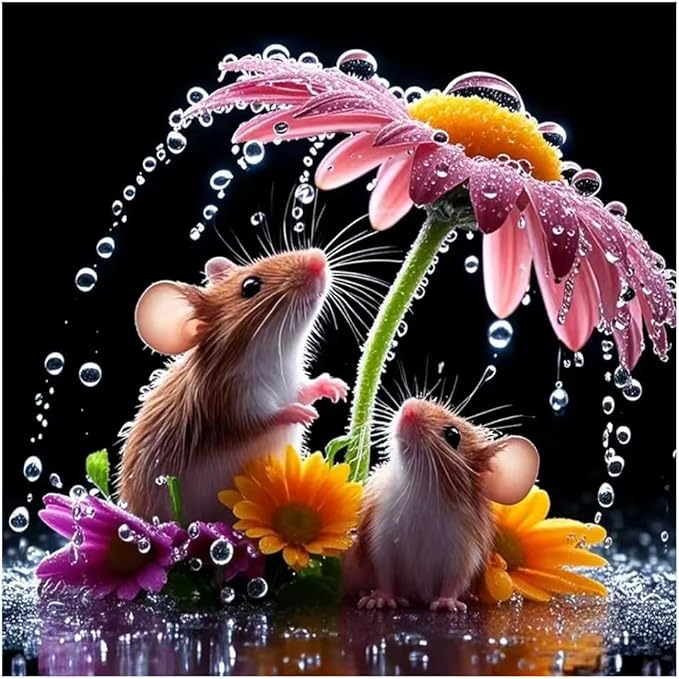 hill froeistung Mouse Diamond Art Painting Kits for Adults, Flower Diamond Art for Beginners, 5D DIY Full Drill Round Gem Art Craft Home Wall Decor Gift 12x12 inch