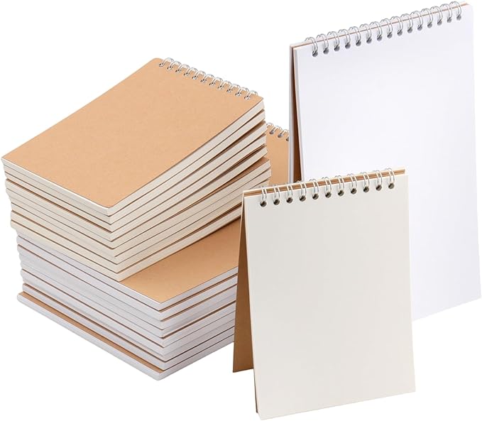 HEIHAK Set of 20 A5 A6 Sketch Notebooks, 120 Pages 60 Sheets Top Spiral Bound Pocket Sketchbooks, Small Spiral Notepads Sketch Pads Bulk for Drawing, Sketching, Painting, Writing, Crafting