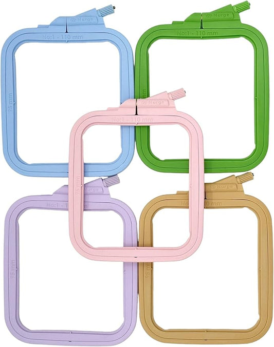 nurge 5pcs plastic xsmall square embroidery hoops, cross stich hoop, punch needle hoop multicolor