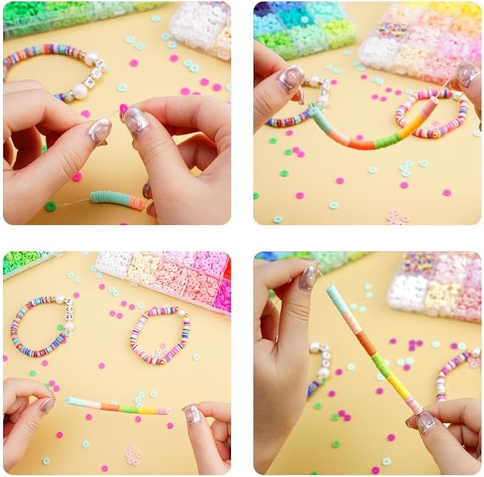 2000 Pcs-6800 Pcs Clay Beads for Bracelets Making 6mm Spacer Beads for Jewelry Making Earring Bracelets Necklace Earring Accessories DIY Handmade Craft (24 Color)