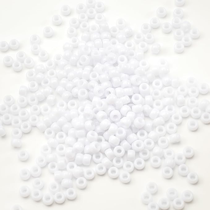 Gxueshan 1000 Pcs Acrylic White Pony Beads 6x9mm Bulk for Friendship Bracelet Necklace Jewelry Making Earring Hair Braiding