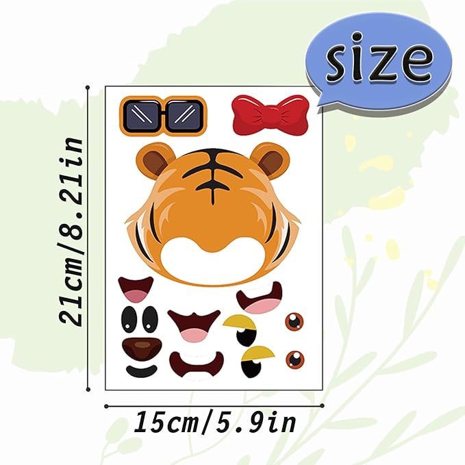 24 sheets 8.27''×5.9'' make your own animals stickers for kids toddlers, make a face stickers for kids party favors activities