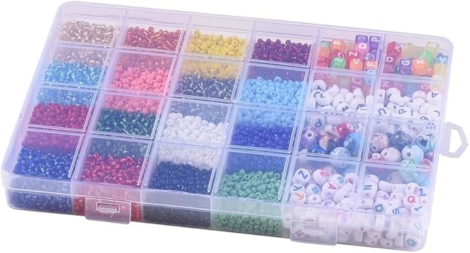 3mm Glass Seed Beads Bracelet Making Kit, Small Beads Friendship Jewelry Craft Kit with Letter Beads & Elastic Cord, DIY Art Craft Gift for Girls
