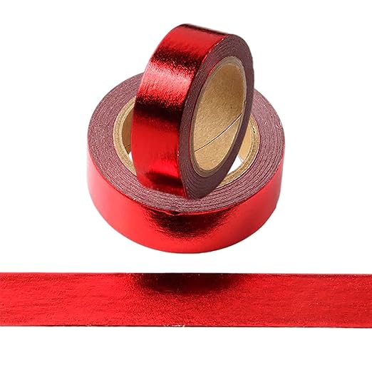 Foil Washi Tape,2 Rolls 5/8" x 393 inches(15mm*10M) Washi Tape, Masking Tape Craft Supplies Tape for Scrapbooking DIY Craft DecorativeFoil Washi (Red)