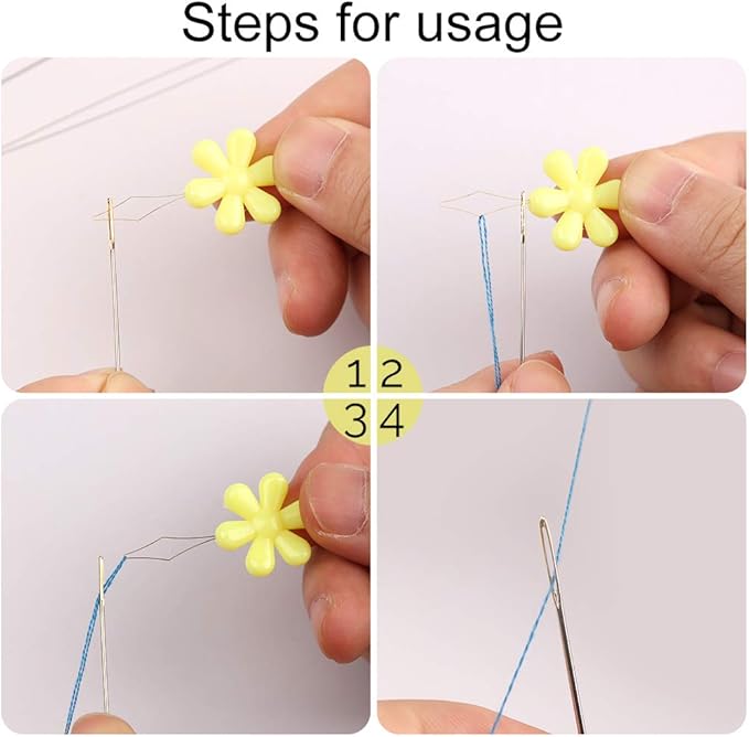 6 Pieces Beading Needles Big Eye Beading Needles Collapsible Eye Needles for Beading with Needle Bottle and 3 Pcs Bead Needle Threader for Jewelry Making (4.01inch)