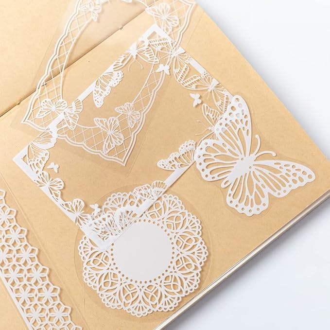 Alideco 260pcs Vintage Scrapbook Stickers Scrapbooking Paper Washi Junk Journaling Supplies Collage Album Aesthetic Cottagecore Picture Frames(Flowers Butterfly)