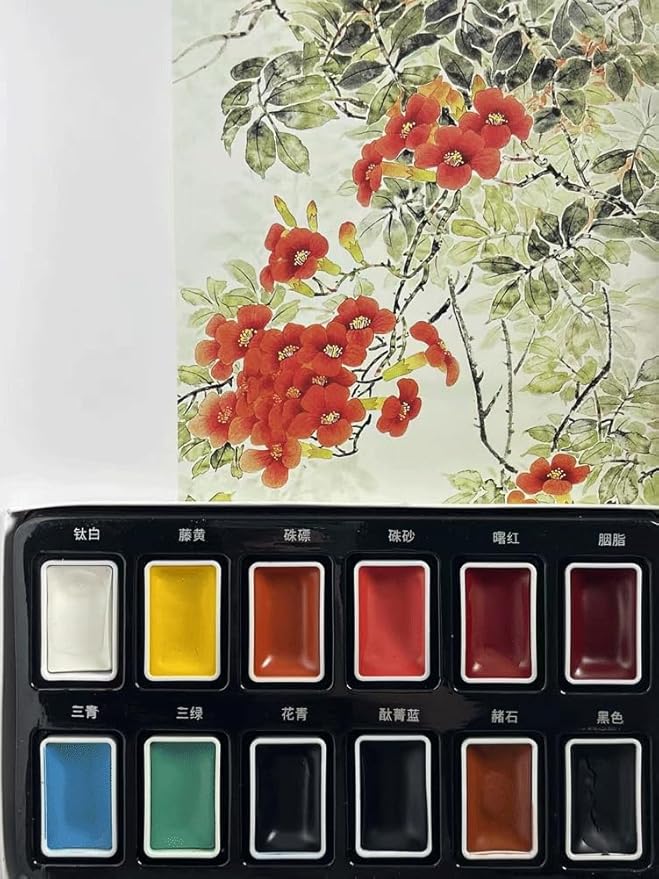 Easyou Marie's Chinese Painting Color Solid Pigment Watercolor Set Pigment 12plate*12colors
