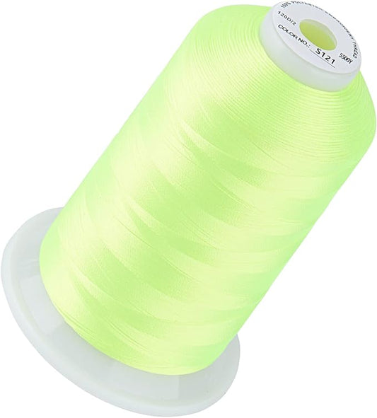 Simthread 5500Yds Embroidery Thread, 5000M High-Yardage 40WT 100% Polyester Thread – 170+ Vivid Colors, High-Speed Rated – Compatible with Brother, Singer, Janome & More - Neon Lemon S121