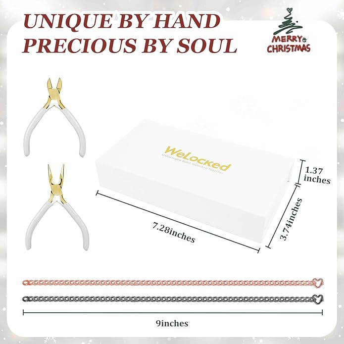 Permanent Bracelet Kit for Couples - DIY Sterling Forever Bracelets Making Set with Locking Heart Clasp, Ideal Gift for Christmas, Anniversary, Valentine's Day & Date Night Activity