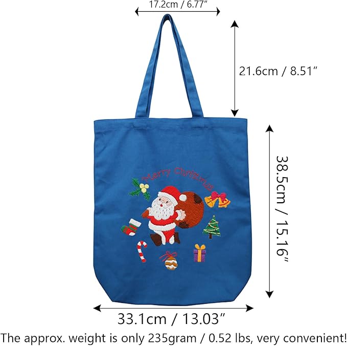 CREAWONDER Canvas Tote Bag Embroidery Kit with Pattern for Beginners, Arts and DIY Embroidery Crafts Kits for Adults, Include Instructions, Thimble, Embroidery Hoops, Color Threads and Tool