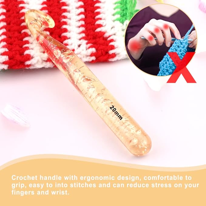 20 mm Crochet Hook, Large Crochet Hooks for Chunky Yarn Ergonomic Knitting Needles Crochet Needle for Beginners and Handmade DIY Knitting Crochet (20 mm)