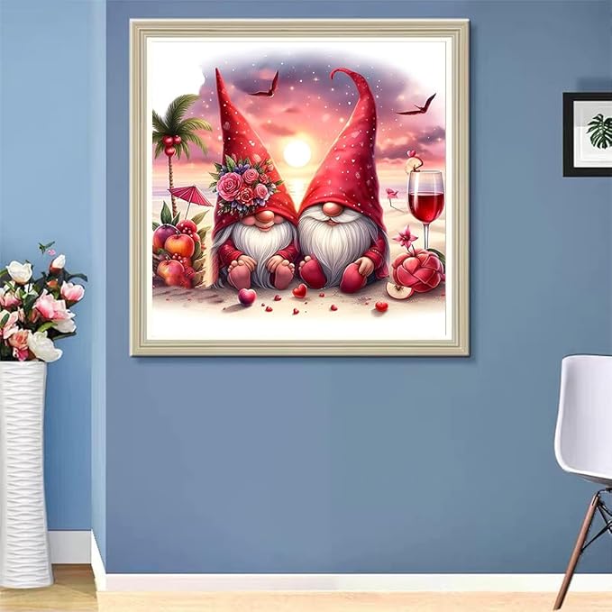 ijbnhd Gnome Diamond Art Kits for Adults, Gnome Diamond Painting Kits for Adults, DIY Full Drill Gem Art Crystal Rhinestone for Wall Home Decor 14X14inch