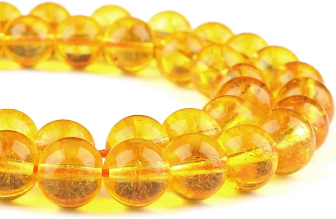 Crystal Beads for Jewelry Making - 8mm Glass Round Craft Beads for Bracelets(45-48pcs, Citrine Crystal)