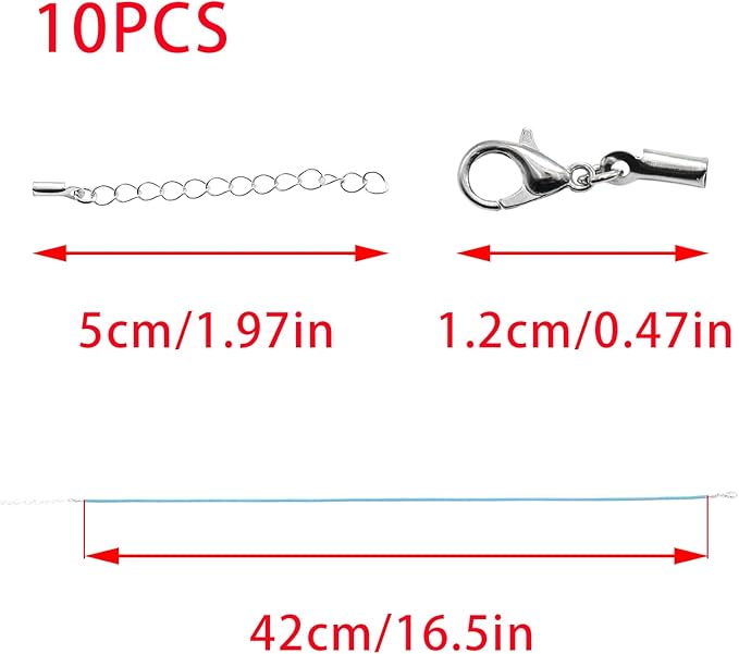 10 Pcs 2.0mm Leather Necklace Cords with Clasp,Waxed Cords,Necklace Ropes for Pendants and Jewelry Making(Turquoise)