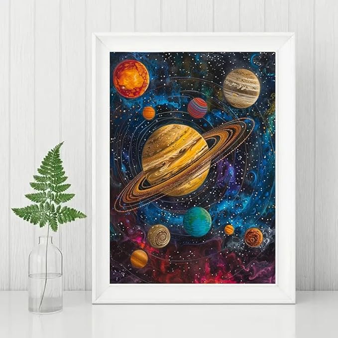 CXYQLC DIY 5D Diamond Painting Kits for Adults Diamond Art Celestial Planets Diamond Painting Full Drill Crystal Rhinestone Embroidery Craft Kits for Home Wall Decor Gifts 11.8x15.7inch