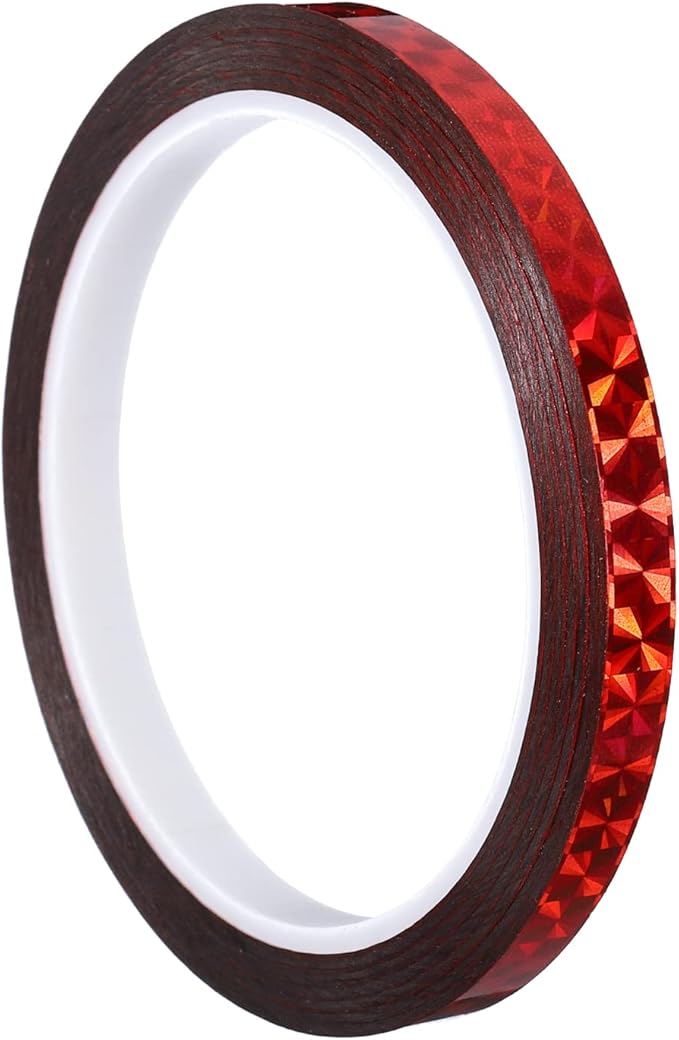 PATIKIL Prism Tape 0.3 Inch x 55 Yards, Holographic Metalized Reflective Adhesive for Detailing Accent Wall Decor Art, Red