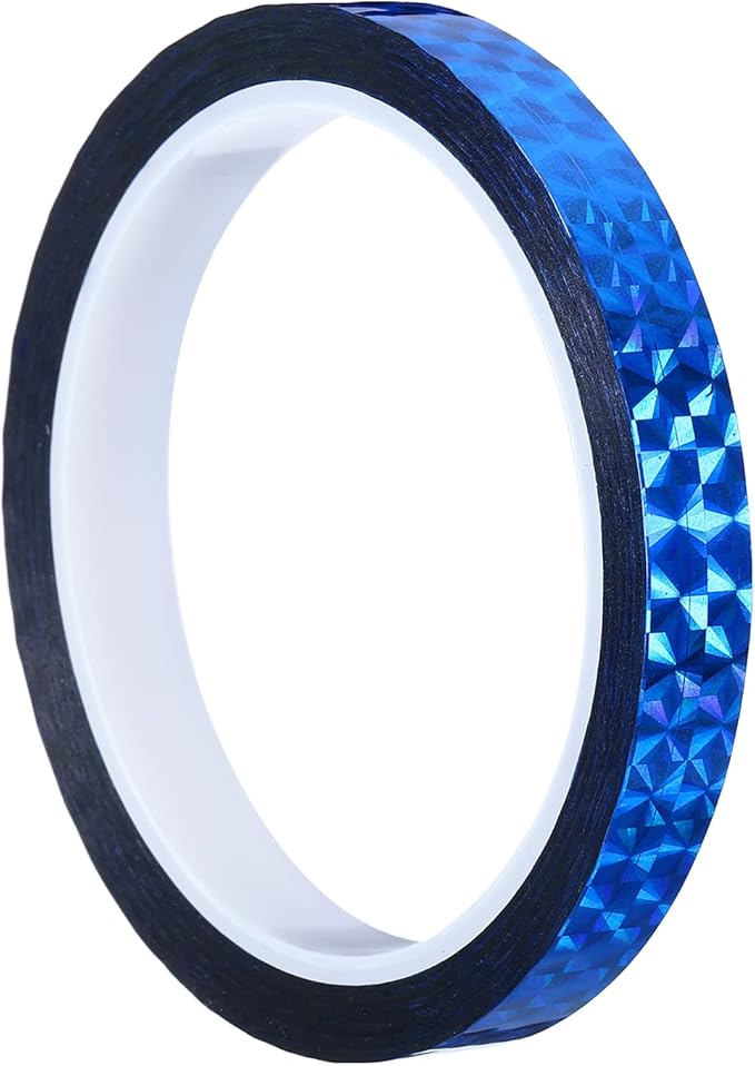 PATIKIL Prism Tape 0.5 Inch x 55 Yards, Holographic Metalized Reflective Adhesive for Detailing Accent Wall Decor Art, Blue