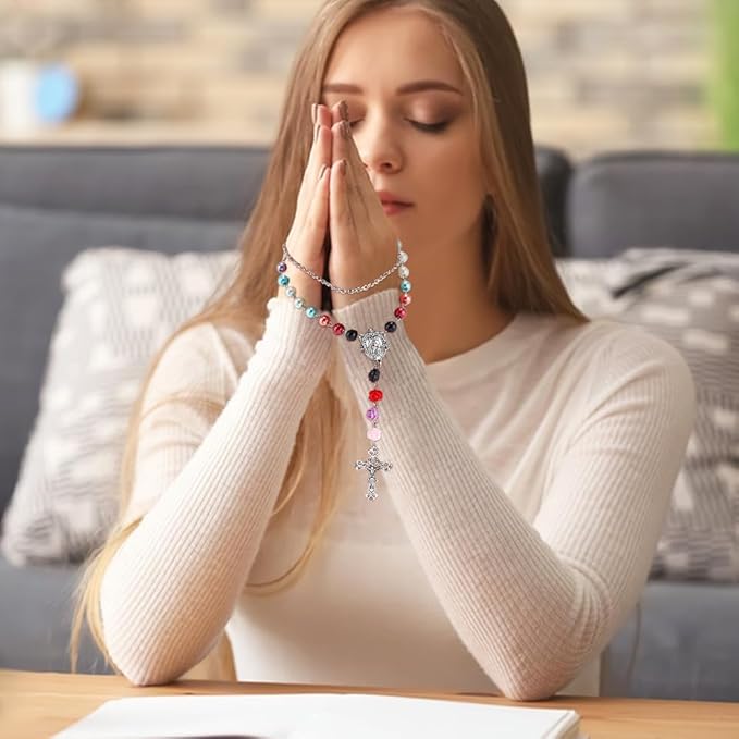 PH PandaHall 767pcs Rosary Jewelry Making Kit Prayer Necklace Supplies 8mm Round Pearl Beads Cross Charms Pendants Flower Rose Beads for Rosary Bracelet Necklace Earring Easter Ramadan Jewelry Making