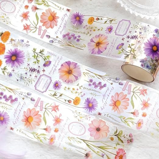 Vintage PET Tape Stickers, Flower Women Caffeine Canvas Cafe Window 6 Rolls Assorted Decorative Tape for Crafts, Journaling, Scrapbooking, Bujo DIY Supplies