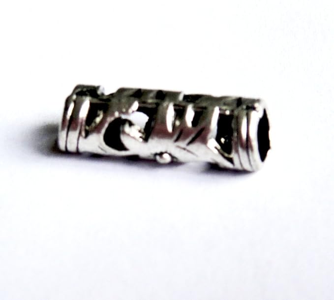RUBYCA 30pcs Tibetan Silver Tone Spacer Beads Fit European Charms Bracelet Carved Cylinder Design