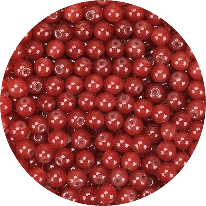 Burgundy Glass Beads for Crafts– Bright Color 8mm Crystal Glass Beads for Bracelets, Necklace & DIY Crafts
