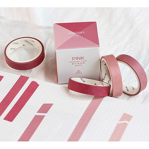 YUBBAEX Natural Color Washi Tape Set 4 Rolls Decorative Tapes for Arts, DIY Crafts, Journals, Planners, Scrapbooking, Wrapping -Neutral Color- (2-Pink)