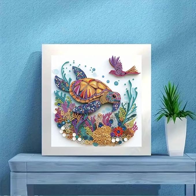 ZQEATRY Sea Turtle Diamond Painting Kits for Adults,5D Special Shape Diamond Art Kits for Adults Beginners,DIY Crystal Rhinestones Diamond Dots with Gem Art Kits,Home Wall Decor 12 X 12 inch