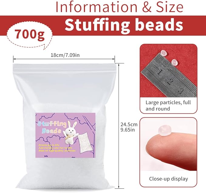 FTEVEN 1.54 LB Stuffing Beads, Premium Plastic Weight Stuffed Beads, Polyethylene Filler Bead, Transparent Stuffing Bead for Filling Bean Bags, DIY Crafts