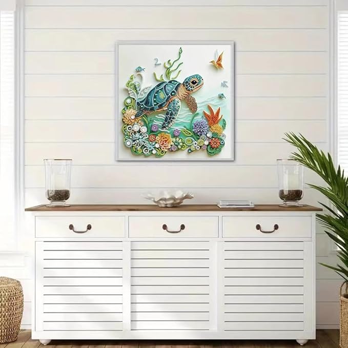 4Pack Diamond Painting Kits For Adults,Sea Turtle Special Shape Diamond Art Kits For Adults Beginners, DIY Diamond Crystal Rhinestones Gem Art Animal Octopus and Cat For Home Wall Decor 12 X 12Inch