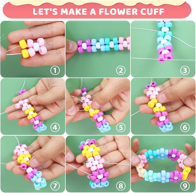 iooleem pony beads(4500pcs candy macaroon pony beads), beads for bracelets making, crafts, beading supplies, friendship bracelets making.