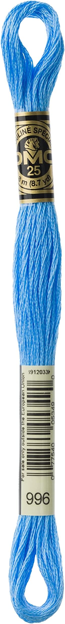 DMC 117-996 6 Strand Embroidery Cotton Floss, Medium Electric Blue, 8.7-Yard