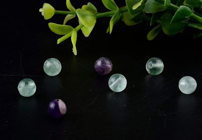 Natural Stone Beads 100pcs 6mm Fluorite Round Genuine Real Stone Beading Loose Gemstone Hole Size 1mm DIY Smooth Beads for Bracelet Necklace Earrings Jewelry Making (Fluorite Green, 6mm)