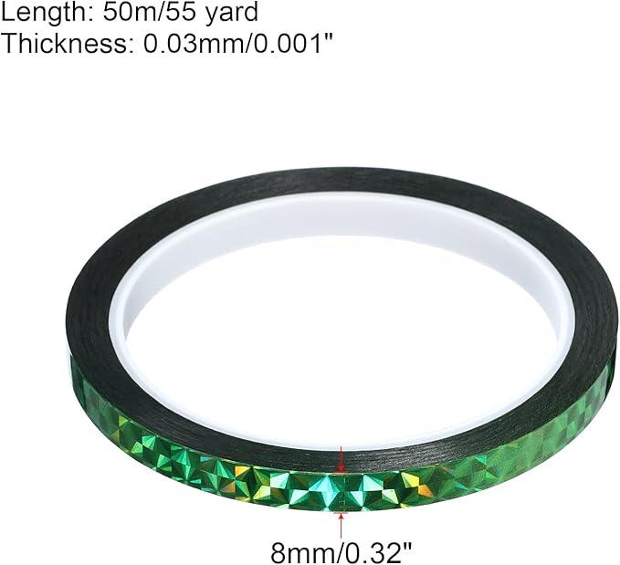 PATIKIL Prism Tape 0.3 Inch x 55 Yards, Holographic Metalized Reflective Adhesive for Detailing Accent Wall Decor Art, Green