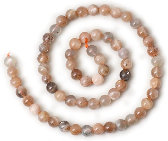 cheavian 60pcs 6mm natural orange moonstone gemstone round loose beads for diy bracelet necklace earrings jewelry making 1 string 15 inches