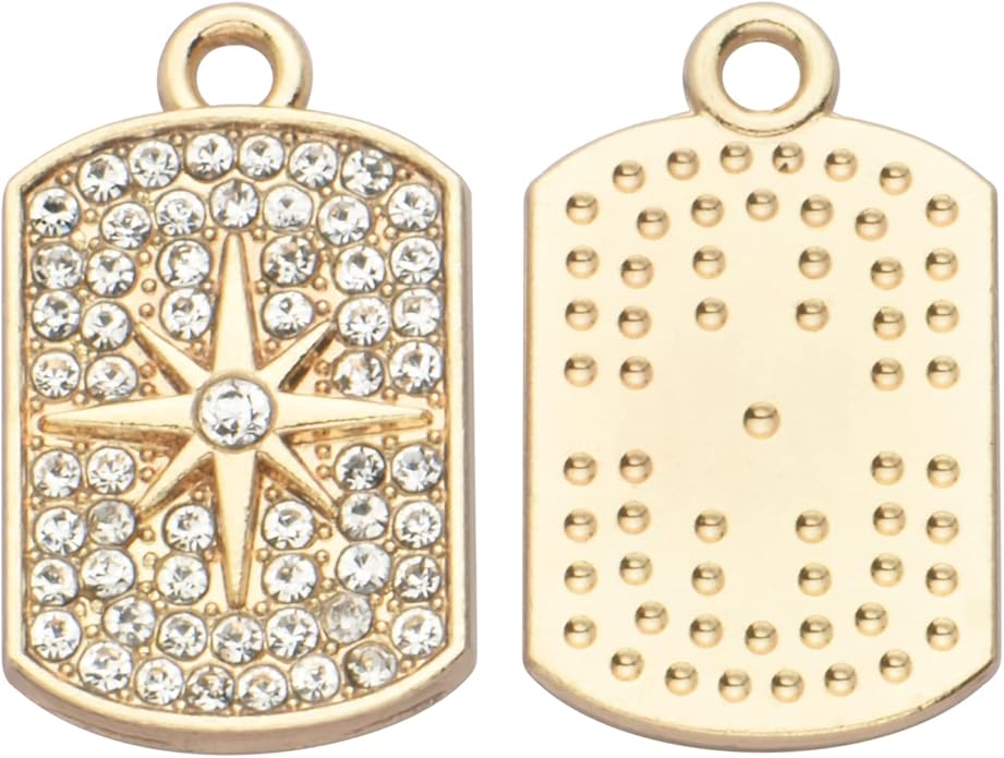 Pack of 20 Rhinestone Charms Gold Plated Pendants Pave Crystal Accessories for Necklace Bracelet Jewelry Making DIY Crafting