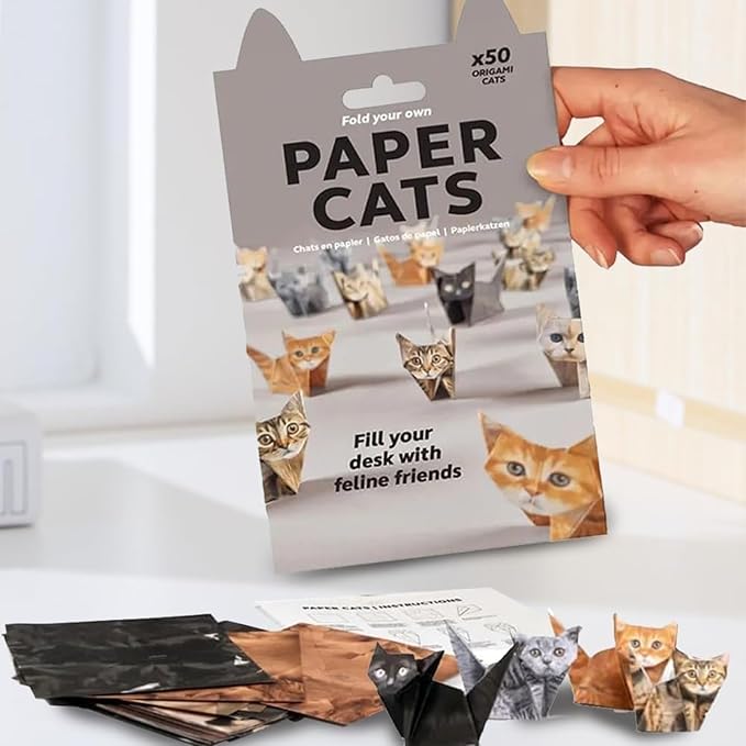 DIY Paper Cats - 100 Sheets DIY Origami Paper to Fold Cute Cat Figures, Creative Craft Activity for Cat Lovers, Desk Decoration & Gift for Cat Lovers(2Pcs Cats）