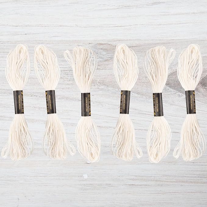 embroidery floss pack – 6 skeins, 8.7 yards each – cream embroidery floss for needlework, diy bracelets, crafting, weaving