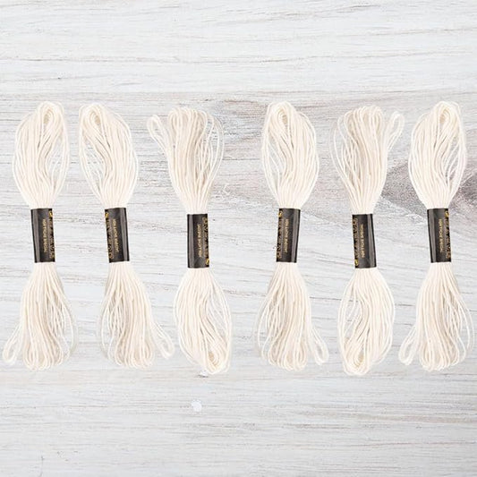 embroidery floss pack – 6 skeins, 8.7 yards each – cream embroidery floss for needlework, diy bracelets, crafting, weaving