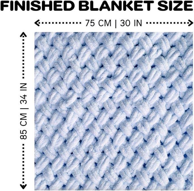 Beginner Craft Kit – Easy Loop Yarn Baby Blanket Kit for Adults & Kids, DIY Arm Knitting Kit with Soft Chenille Yarn, Perfect Handmade Gift (Blue)