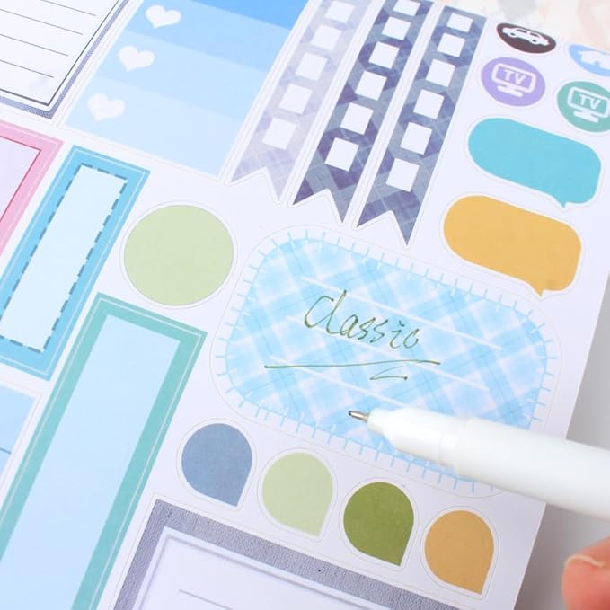 Dwpetzo Classic Plaid Pe-Cut Journaling Sticker Book for Women, PET, Washi, and Craft Paper Stickers for Junk Journal Supplies, Scrapbooking, Planner, Bujo, Collage, 20 Sheets, A5 Size
