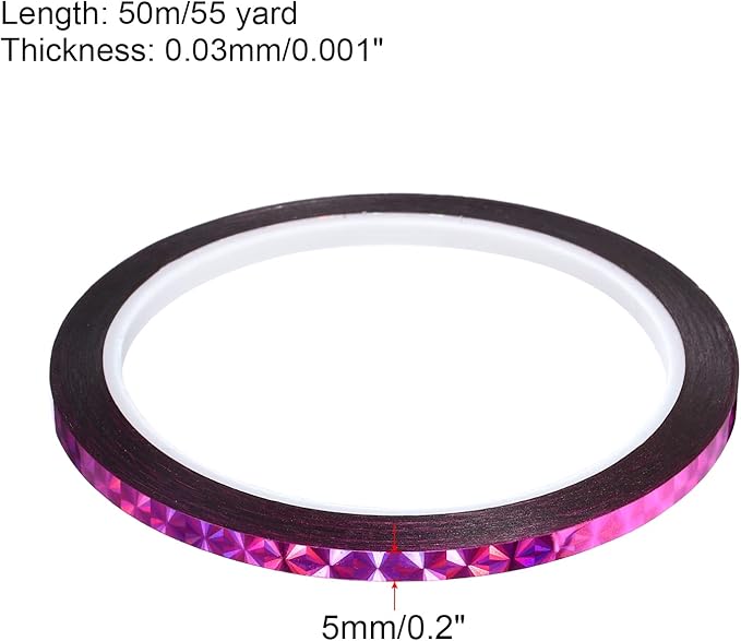 PATIKIL Prism Tape 0.2 Inch x 55 Yards, Holographic Metalized Reflective Adhesive for Detailing Accent Wall Decor Art, Rose