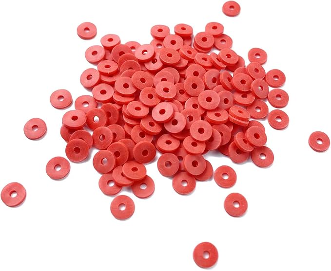 2000pcs Heishi Vinyl Beads Flat Round Polymer Clay Spacer Beads for Making Bracelet Necklace Earring Accessories DIY Handmade Craft(Red, 6mm)