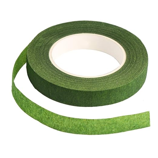 DECORA 4 Rolls 1/2" by 120 Yard Dark Green Floral Tape for Stem Wrap DIY Floral Craft and Arrangement Supply