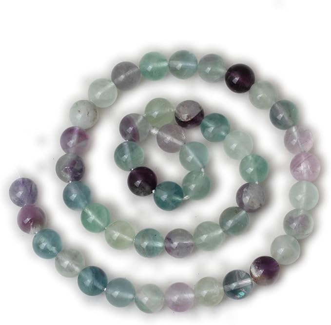 cheavian 45pcs 8mm natural colorful fluorite gemstone round loose beads for jewelry making diy findings 1 strand 15"