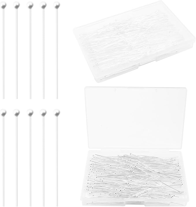 200 Pcs 50mm Straight Ball Pins for Craft Earring Bracelet Necklace Pendant DIY Jewelry Making, Silver Color