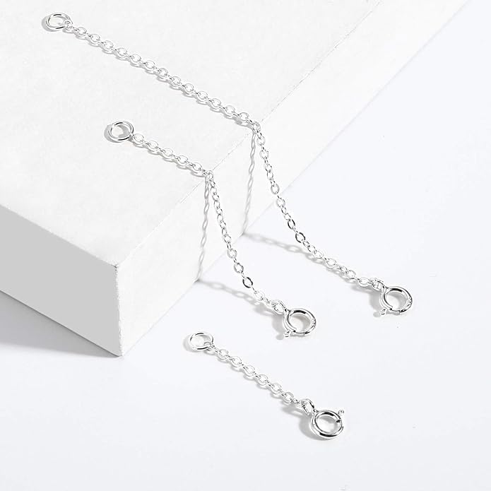 3 Pcs 925 Sterling Silver Necklace Extenders for Women Durable Strong Removable Necklace Bracelet Anklet Extension Jewelry Making Chains