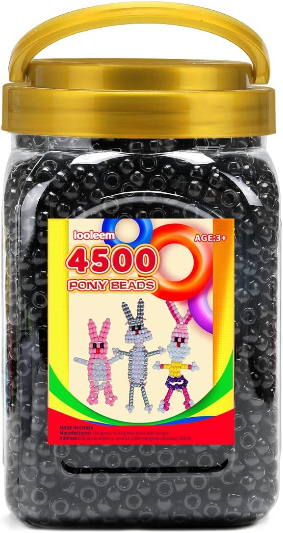 iooleem pony beads(4500pcs black), beads for jewelry making, crafts, beading supplies, arts & crafts materials for jewelry making.