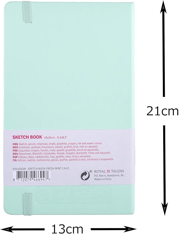 Talens Art Creation T9314-032M 452167 Talens Art Creation Sketchbook, Drawing Notebook, 5.1 x 8.3 inches (13 x 21 cm), Fresh Mint