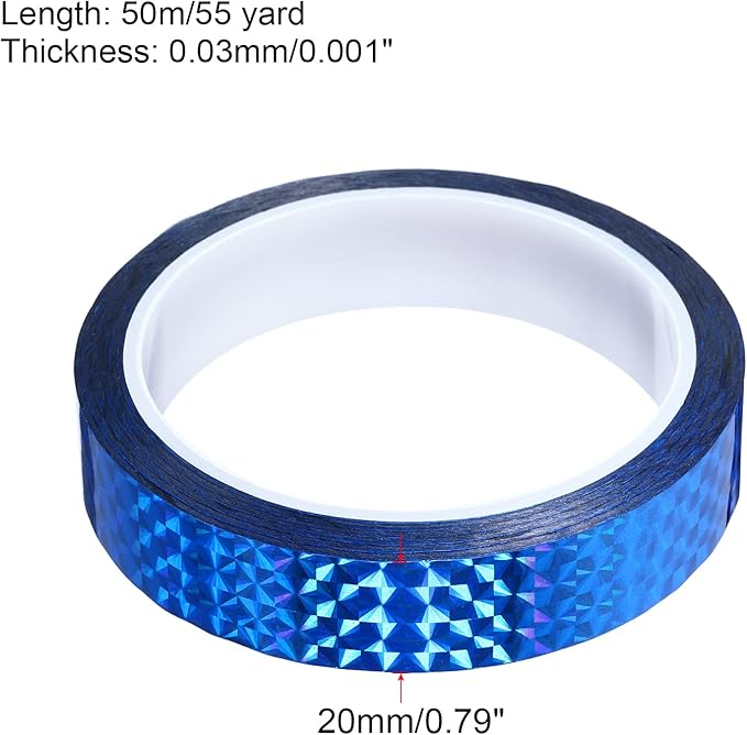 PATIKIL Prism Tape 0.8 Inch x 55 Yards, Holographic Metalized Reflective Adhesive for Detailing Accent Wall Decor Art, Blue