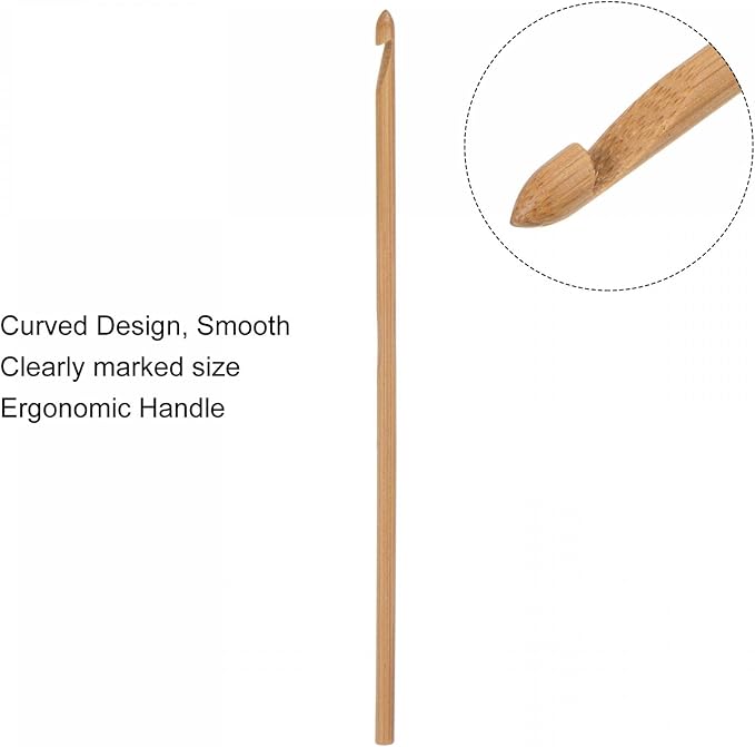 uxcell Wooden Bamboo Crochet Hook 4.0mm US Size G (Size 6) Fine Knitting Needles for DIY Craft Yarn 6Pcs